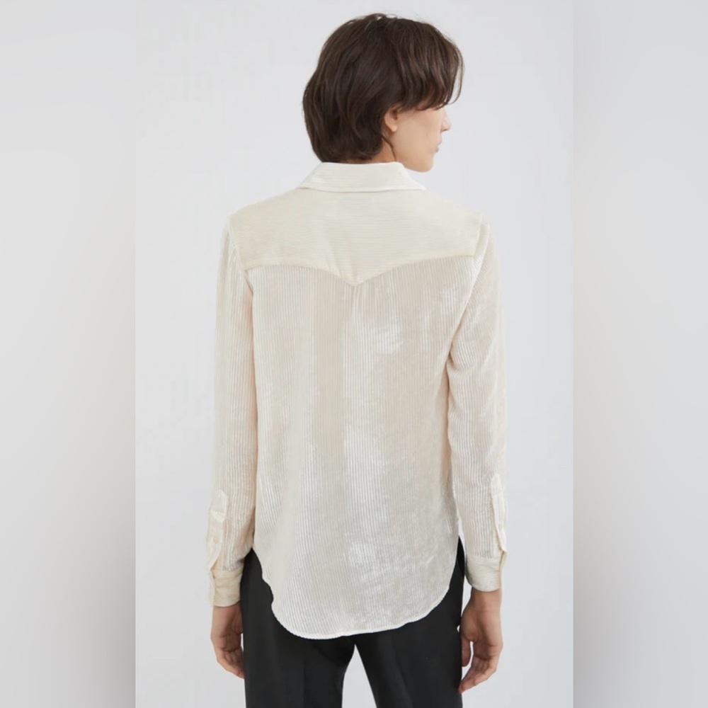 OFFICINE GENERALE $515 Designer Velvet Silk Corduroy Shirt Blouse Top Button Up - Picture 5 of 15